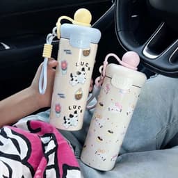 Bình nước giữ nhiệt XCUP 500ml có nắp chống tràn và nắp bịt ống hút, thiết kế quai xách tiện lợi khi mang đi học, đi làm 4