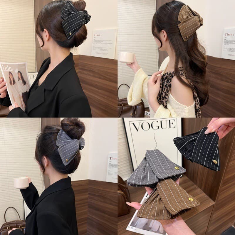 Kẹp ngoạm tóc tam giác, kẹp tam giác vải kẻ phồng tóc , kẹp ngoạm phồng tóc cho nữ