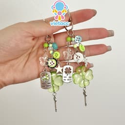 💥vietacc💥Móc khóa hình cỏ bốn lá may mắn chủ đề mùa xuân 4