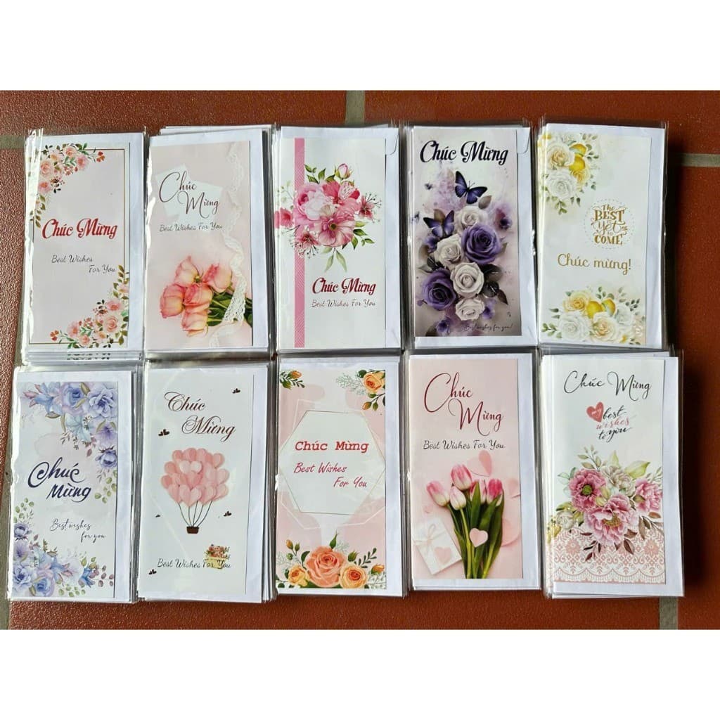 COMBO SỈ THIỆP CHÚC MỪNG HOA CAO CẤP – SET 50/100/200 THIỆP – PHỤ KIỆN GÓI HOA, QUÀ TẶNG