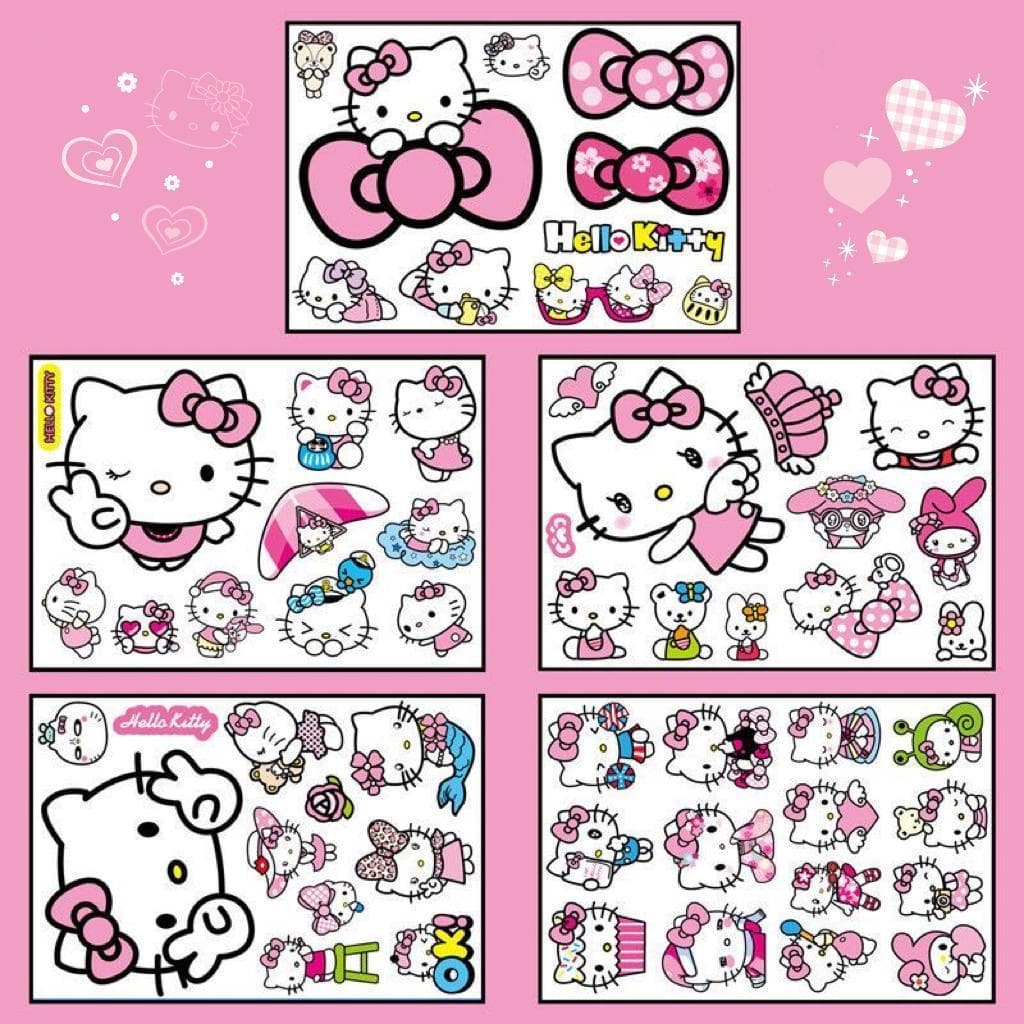 Hình dán trang trí Hello Kitty dễ thương cho xe điện, xe máy, vali, mũ bảo hiểm, che vết trầy xước và chống thấm nước.