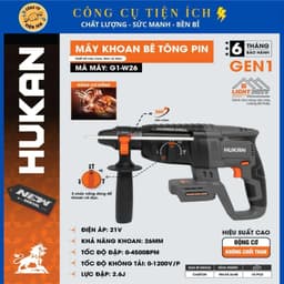 Thân Máy Khoan Bê Tông Pin HUKAN G1-W26, 3 Chức Năng, Lực Đập 2.6J, Mũi Khoan 26mm, Chân Phổ Thông 1