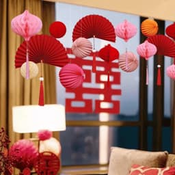 T2 - Set 3 Quạt Treo Trang Trí Phòng Ngủ Đám Cưới, Decor Ngày Lễ Tết Trang Trí Cây Cảnh 2027 6