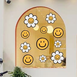 Nhãn dán cửa kính hoa Cửa sổ chống nước Clings Thiết kế cầu vồng Đề can cửa sổ 6