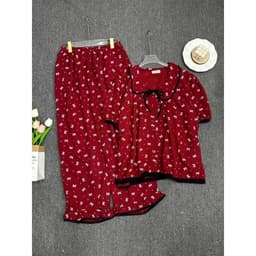 Đồ bộ pijama LIMO chất Đũi cotton Hàn bigsize đồ ngủ mặc nhà cột nơ xinh mềm mịn mát MS483 Top Women 3
