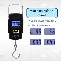 Cân điện tử cầm tay với màn hình LCD lớn, thiết kế nhỏ gọn, dễ dàng mang theo, trọng lượng đo 0.03-50kg. 6