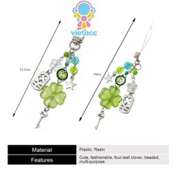 💥vietacc💥Móc khóa hình cỏ bốn lá may mắn chủ đề mùa xuân 8