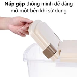 Thùng đựng gạo 15kg nắp kín - Hộp chứa hạt đỗ kèm cốc đong kẻ vạch nhựa Việt Nhật. Hộp chứa gạo có nắp 5355 AMIZIN 4