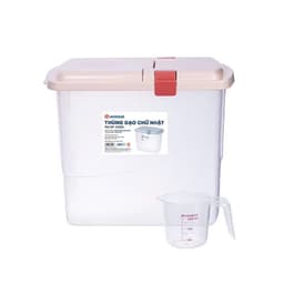 Thùng đựng gạo 15kg nắp kín - Hộp chứa hạt đỗ kèm cốc đong kẻ vạch nhựa Việt Nhật. Hộp chứa gạo có nắp 5355 AMIZIN 7