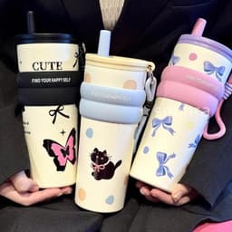 [Hot Tặng Túi Giữ Nhiệt]. Bình Giữ Nhiệt Cute 710Ml – Hoạ Tiết Dễ Thương, Quai Sách Tiện Lợi, Inox 304 Giữ Nhiệt Lâu 3