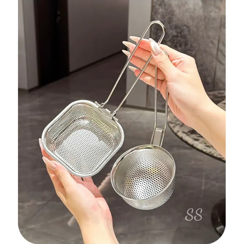 Set 2 Chiếc Rổ Nhúng Lẩu Inox 304 Có Quai Gài Tay Cầm Tiện Lợi vuông 12cm, tròn 10cm em.shoppp