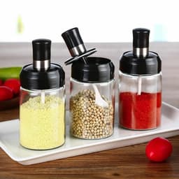 COMBO 5 Lọ Đựng Gia Vị Nhà Bếp KONOHA - Hũ Để Gia Vị Chất Liệu Thủy Tinh Sang Trọng Kèm Thìa 6