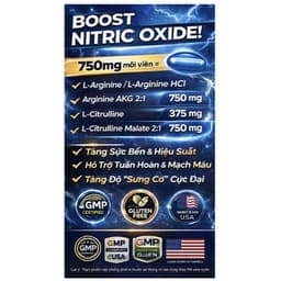 Nitric Oxide Nutricost 2250mg, 180 viên nang - 750mg mỗi viên, 60 khẩu phần 5