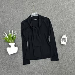 Áo Thun Nữ Thiết Kế Dây Thắt Chất Thun Gân Tăm ESHOP Áo Kiểu Tay Dài Bigsize Ôm Body Tôn Dáng MS555 7