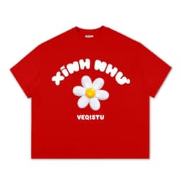 Áo Thun Local Brand VEQISTU " Xinh Như Hoa ", Áo Thun Boxy Form Rộng Unisex Nam Nữ 250Gsm  Cotton 2 Chiều 3