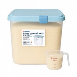 Thùng đựng gạo 15kg nắp kín - Hộp chứa hạt đỗ kèm cốc đong kẻ vạch nhựa Việt Nhật. Hộp chứa gạo có nắp 5355 AMIZIN 6