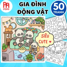 50 Tranh Tô Màu Động Vật Và Tình Yêu Gia Đình - Tranh tô màu trẻ em người lớn - POMI 1