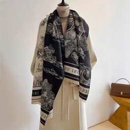 Khăn Choàng Len Dạ Họa Tiết Hoa, Khăn Choàng Giữ Ấm Thời Trang Mùa Thu Đông Size 65x180cm 3