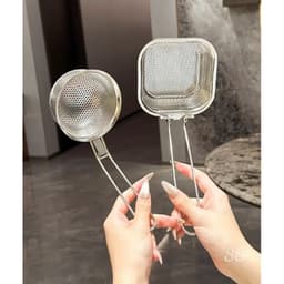 Set 2 Chiếc Rổ Nhúng Lẩu Inox 304 Có Quai Gài Tay Cầm Tiện Lợi vuông 12cm, tròn 10cm em.shoppp 5