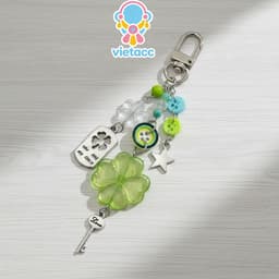 💥vietacc💥Móc khóa hình cỏ bốn lá may mắn chủ đề mùa xuân 2