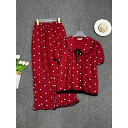 Đồ bộ pijama LIMO chất Đũi cotton Hàn bigsize đồ ngủ mặc nhà cột nơ xinh mềm mịn mát MS483 Top Women 2