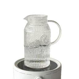 Bộ bình nước thủy tinh chịu nhiệt kèm 6 cốc và khay hứng nước hoạ tiết hoa mặt trời, hàng chịu nhiệt 4