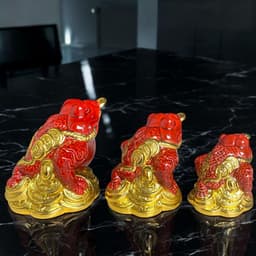 Cóc tỳ gốm sứ đỏ dát vàng RỒNG VIỆT - Thiềm thừ, tỳ hưu cao cấp trang trí ban thờ thần tài 7