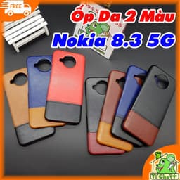 Ốp Lưng Nokia 8.3 5G Da PU Phối 2 Màu Sọc Chỉ 1