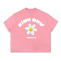 Áo Thun Local Brand VEQISTU " Xinh Như Hoa ", Áo Thun Boxy Form Rộng Unisex Nam Nữ 250Gsm  Cotton 2 Chiều 7