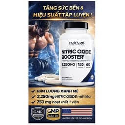 Nitric Oxide Nutricost 2250mg, 180 viên nang - 750mg mỗi viên, 60 khẩu phần 4