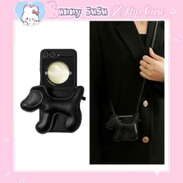 [CÓ SẴN] Ốp Z FLIP 7 - Z FLIP 6 - Z FLIP5 FLIP7 5G phủ da PU đính cún bông sang trọng chống bẩn kèm dây da đeo chéo dài 1