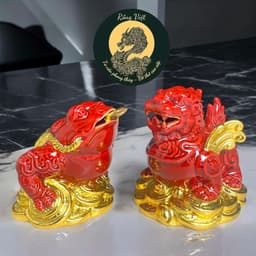 Cóc tỳ gốm sứ đỏ dát vàng RỒNG VIỆT - Thiềm thừ, tỳ hưu cao cấp trang trí ban thờ thần tài 8