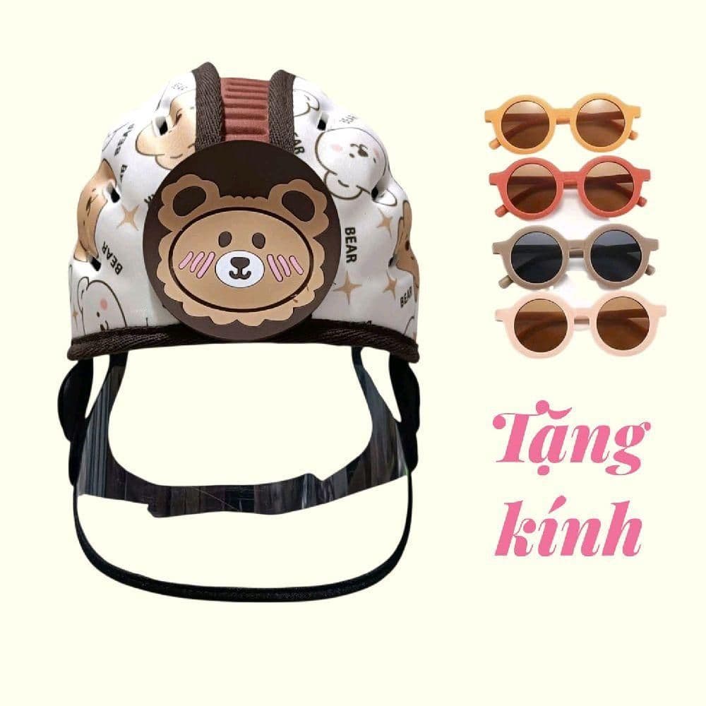 Nón Bảo Vệ Đầu Có Chắn Bụi Cho Bé - Mũ Bảo Hộ Trẻ Em - Mũ Bảo Vệ Đầu Bé Tập Ngồi Xe Có Tấm Chắn Bụi