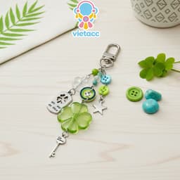 💥vietacc💥Móc khóa hình cỏ bốn lá may mắn chủ đề mùa xuân 5
