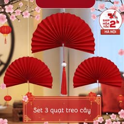 T2 - Set 3 Quạt Treo Trang Trí Phòng Ngủ Đám Cưới, Decor Ngày Lễ Tết Trang Trí Cây Cảnh 2027 1