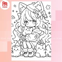 Bộ 25-50 trang tranh tô màu anime bé gái giấy A4 A5 - không trùng mẫu - Tranh tô màu cho người lớn trẻ em - Đồ Chơi POMI 6