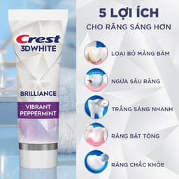Kem đánh răng Crest 3D White Brilliance Vibrant Peppermint/Blast/Charcoal Trắng Răng Bảo Vệ Men Răng 130g 6