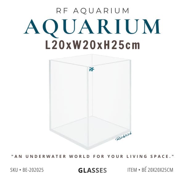 Bể Cá Mini 20x20x25cm Hình Trụ Đứng Mài Vi Tính Dán Dấu Keo | RF Aquarium