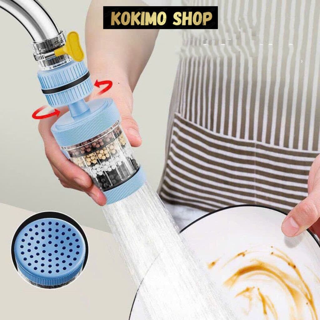 Đầu vòi lọc nước trực tiếp 6 lớp Carbon xoay 360° tiện dụng 3x12cm