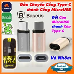 Đầu Chuyển Cổng Type-C Cái qua Cổng MicroUSB Cái - BASEUS MicroUSB to Type-C Adapter Biến Cáp MicroUSB thành cáp USB-C 1