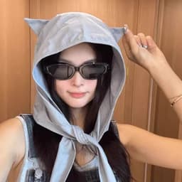 Mũ Chống Nắng Tai Mèo Dễ Thương - Dây đeo Tiện Lợi, Mũ Túi Khăn 3in1 STCB 6