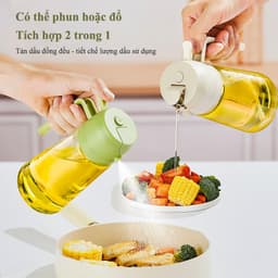 Bình xịt dầu ăn HABO 470ml Bình thủy tinh xịt dầu ăn phun sương có thể phun hoặc rót chống dầu bám phân bố dầu đồng đều 1