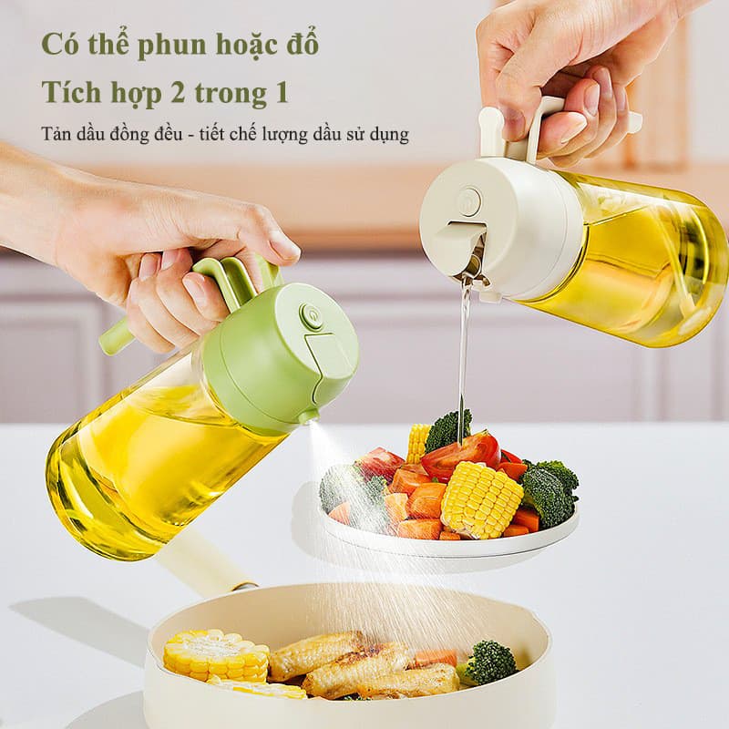Bình xịt dầu ăn HABO 470ml Bình thủy tinh xịt dầu ăn phun sương có thể phun hoặc rót chống dầu bám phân bố dầu đồng đều