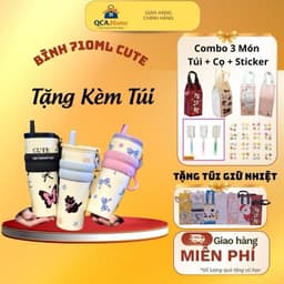 [Hot Tặng Túi Giữ Nhiệt]. Bình Giữ Nhiệt Cute 710Ml – Hoạ Tiết Dễ Thương, Quai Sách Tiện Lợi, Inox 304 Giữ Nhiệt Lâu 2
