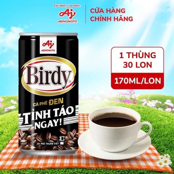 Chính Hãng Full Vat 1 Lon Cà Phê Birdy Đen 170ml Lon