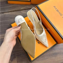 Giày Cao Gót 𝙔𝙐𝙇𝙄𝙉𝘼 7P Ren Lưới Thêu Hoa  Mũi Nhọn Hàng Cao Cấp  C14 4