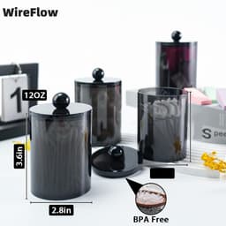 WireFlow Hộp đựng tăm bông / bông tẩy trang / chỉ nha khoa bằng acrylic, phụ kiện lưu trữ phòng tắm & bàn trang điểm 5