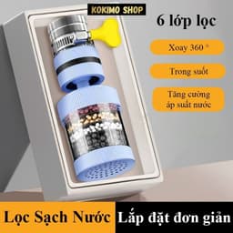 Đầu vòi lọc nước 6 lớp HOMELOVE Đầu lọc nước gắn trực tiếp tại vòi xoay 360 linh hoạt lọc sạch clo cặn bẩn tạp chất 1