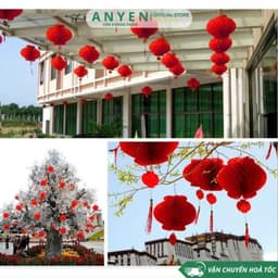 Combo 100 Đèn Lồng NILON Đỏ Chữ Phúc size 15cm- 20cm-25cm-30cm-35cm-40cm Trang Trí Lễ Tết Nguyên Đán Chống Nước Các Loại 4