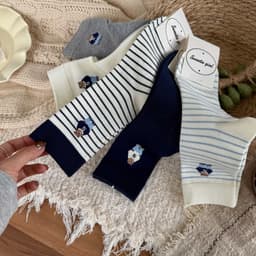 T70 Set 10 Đôi Tất Gấu Teddy Cổ Cao Unisex – Tất Đôi Cotton Co Giãn Thời Trang 2